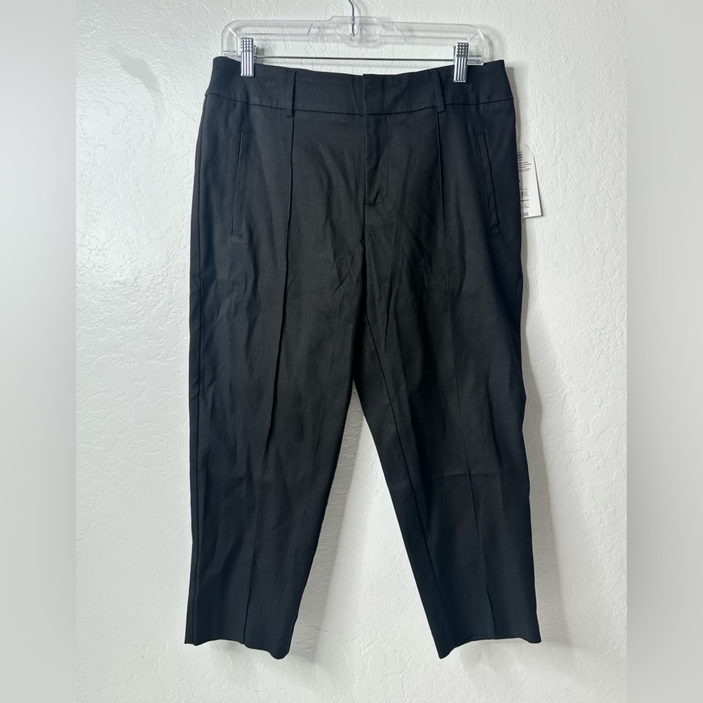 Time And Tru Capri Pants Women's Size 10 Black Front Crease Business Casual New